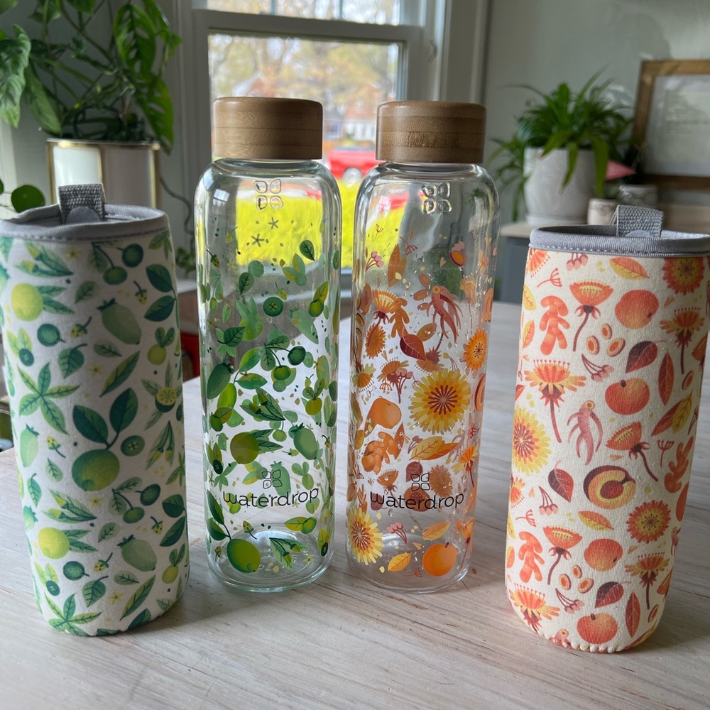 Water drop Glass Bottles with sleeves